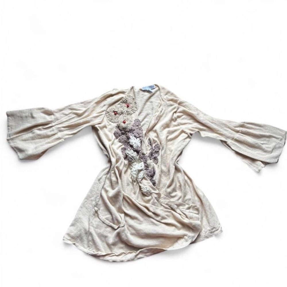 Boho Cream Tunic with Crochet Details